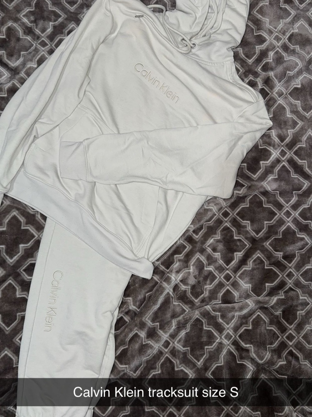 Calvin Klein Off-White Hoodie and Jogger Set